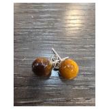 Sterling Silver Stud Earrings With Brown Stones