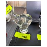 Clear Glass Trunk Up Elephant Sculpture