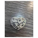 Sterling Silver Heart-Shaped Pendant with Scrollwo