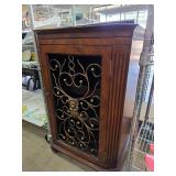 Wooden Wine Cabinet with Ornate Metal Door