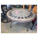 Round Mosaic Tile Top Patio Table with Metal Frame
