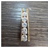 Gold-Tone Metal Pendant With Clear Stones