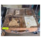 Vintage Wooden Shipping Case with Leather Handle