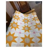 Handmade Patchwork Quilt with Yellow Star Design