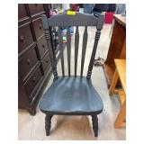 Wooden Chair with Gray Finish and Spindle Back