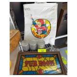 Bud Man Bag, Pub Room Sign, and Canisters