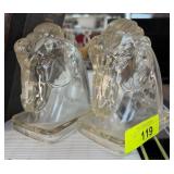 Clear Glass Horse Head Bookends
