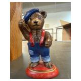 LMH Figurine of Bear Wearing Red Suspenders