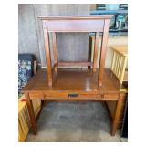 Oak-Finished Corner Tables