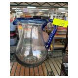 Blue-Handled Glass Pitcher