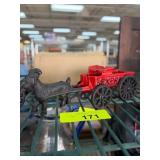Cast Iron Horse and Express Wagon Figurine