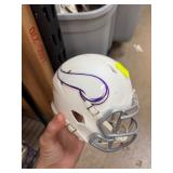 White Miniature Football Helmet with Purple Design