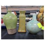 Three Ceramic Vases with Varied Glazes