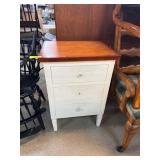 Three-Drawer White Wooden Side Table