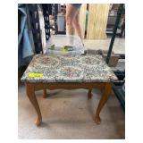 Wooden Stool With Tapestry Upholstery