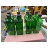 Green Glass Bottles with Black Caps