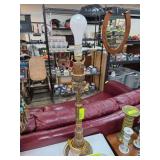 Ornate Wooden Table Lamp With Detailed Carvings