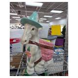 Ceramic Donkey Planter with Hat and Saddle Design