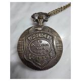 Decorative Police-Themed Pocket Watch With Chain