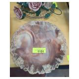 Incolay Stone Decorative Plate with Floral Design