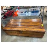 Wooden Storage Chest with Hinged Lid