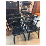 Four Black Wooden Windsor Chairs