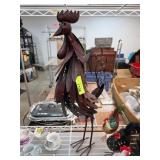 Metal Rooster Sculpture with Textured Details