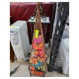 Wire Decorative Tower Filled with Fabric Pumpkins