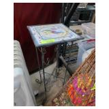 Metal Plant Stand With Painted Tile Top