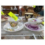 Six Decorative Teacup and Saucer Sets