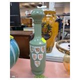 Green Glass Decanter with Heraldic Shields