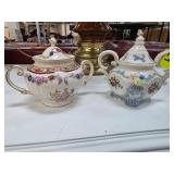 Porcelain Sugar Bowls with Floral Designs