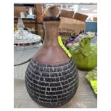 Brown Stoneware Vase With Textured Design