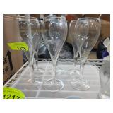 Six Clear Glass Champagne Flutes