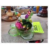 Glass Flower Pin Cushion with Decorative Pins