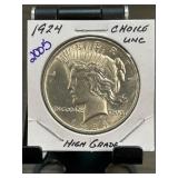 1924 High-Grade Peace Dollar, Choice UNC