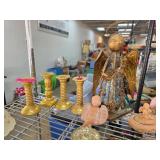 Decorative Items Including Angel Figurine and Cand