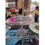 Pink Glass Pedestal Dish With Fluted Edge
