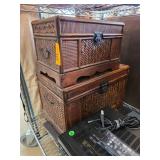 Two Wooden Storage Chests with Hinged Lids