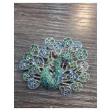 Decorative Enamel Peacock Brooch