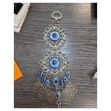 Decorative Hanging Wall Ornament with Blue Accents