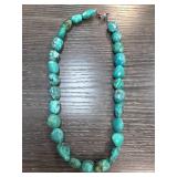 Turquoise Bead Necklace w Sterling Silver Clasp