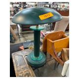 Green Desk Lamp With Brass Accents and Glass Detai