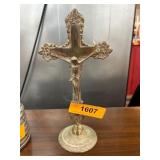 Metallic Crucifix with Detailed Base