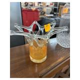 Glass Vase with Starburst Rim Design