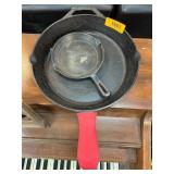 Lodge Cast Iron Skillets With Red Silicone Handle