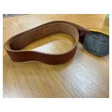 1987 Marlboro Solid Brass Belt Buckle with Leather