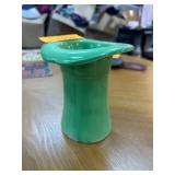 Majolica Green Ceramic Top Hat Vase