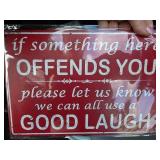 Red Humor Sign With White Text