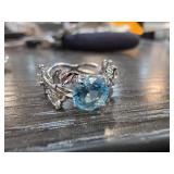 Silver Ring With Blue and Clear Stones